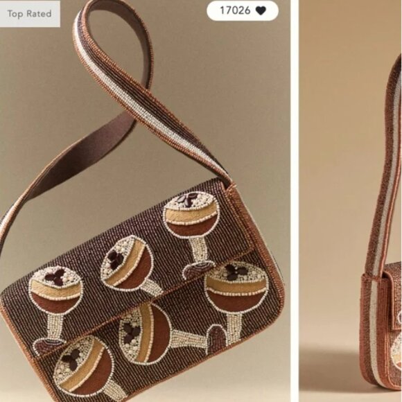 ANTHROPOLOGIE- The Fiona Beaded Bag: Espresso Martini Edition - Picture 1 of 6